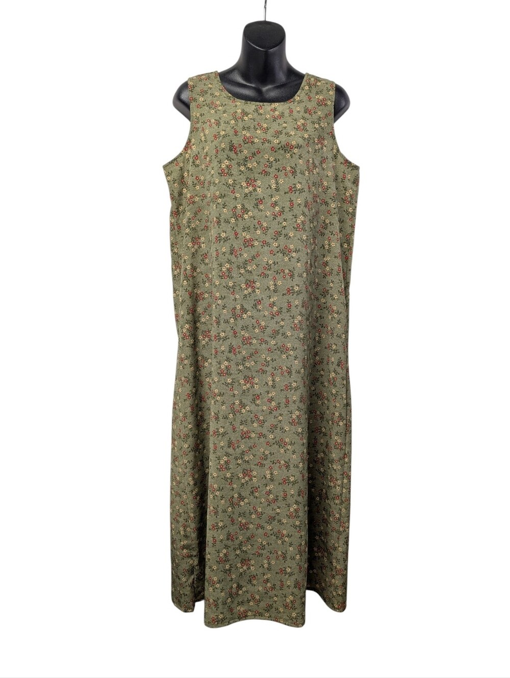 Christopher & Banks Green Floral Sleeveless Midi Dress Women's Size 10 Keyhole - Picture 1 of 8